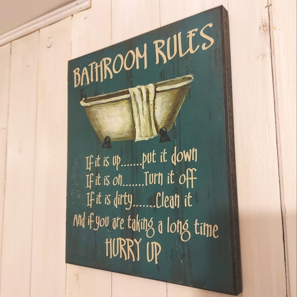 Retro Style Bathroom Rules Picture - Picture 2 of 4